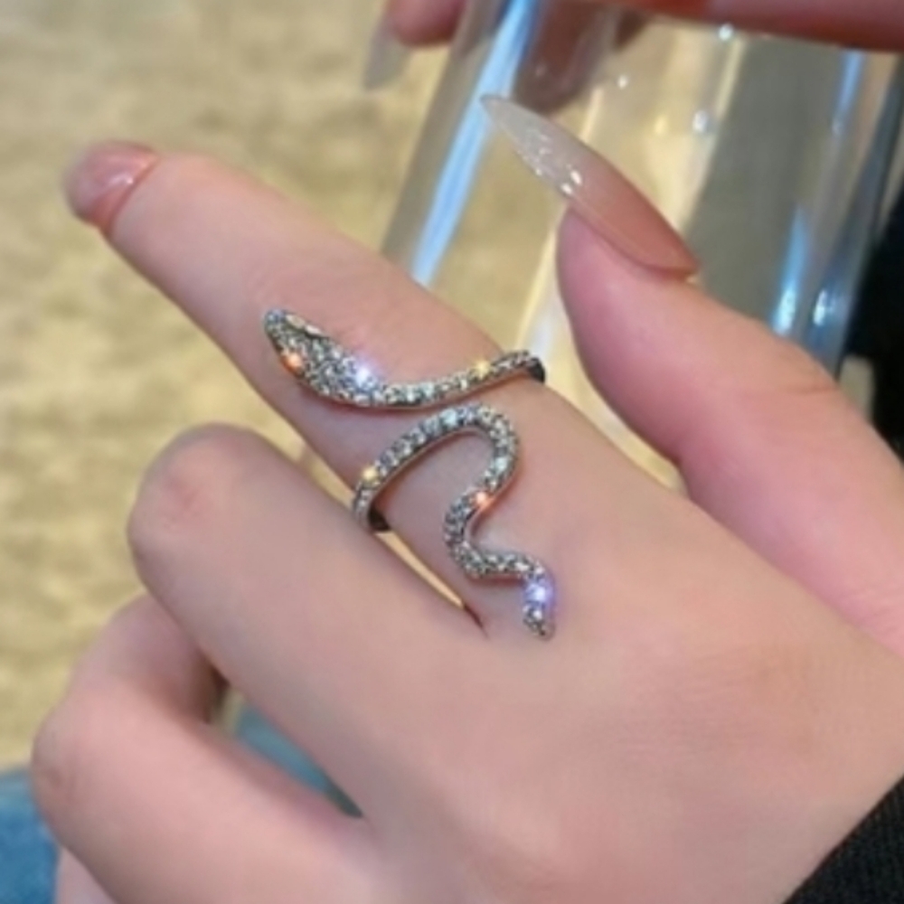 Rhinestone Snake Ring Adjustable